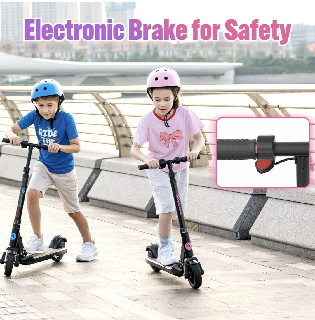 EVERCROSS EV06C Electric Scooter, 6.5''Scooter for Kids Ages 6-12, Up to 15 KM/H & 8 KM, LED Display, Colorful LED Lights, Lightweight Kids E Scooter