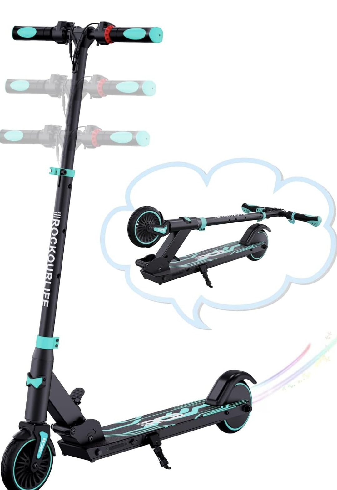 R15 RCB Electric Scooter for Kids age 8-12-16, Only 7.55KG Foldable Electric Scooter, Two Types of Braking, Maximum Range 16 KM, Maximum Speed 12.4 MPH