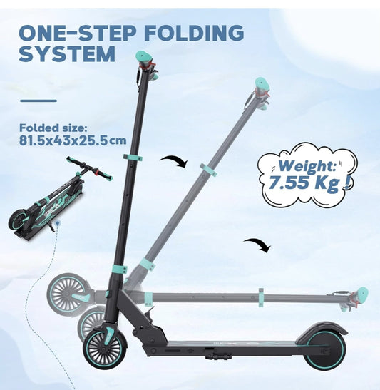 R15 RCB Electric Scooter for Kids age 8-12-16, Only 7.55KG Foldable Electric Scooter, Two Types of Braking, Maximum Range 16 KM, Maximum Speed 12.4 MPH