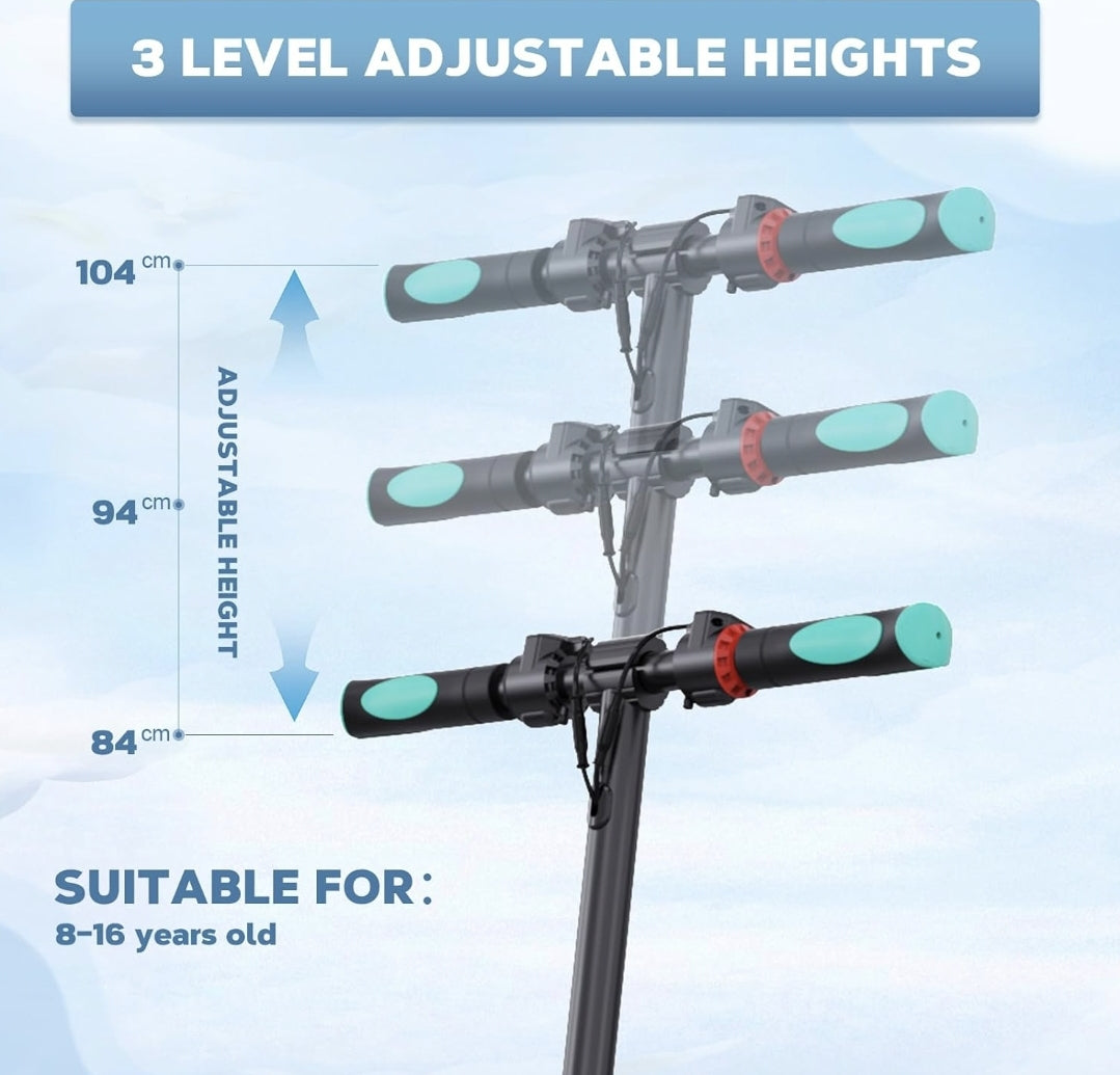 R15 RCB Electric Scooter for Kids age 8-12-16, Only 7.55KG Foldable Electric Scooter, Two Types of Braking, Maximum Range 16 KM, Maximum Speed 12.4 MPH