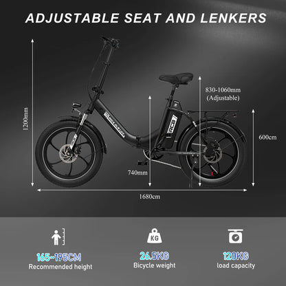 RCB RK6 Fat Tyre Folding Electric bicycle 15.6Ah 250W